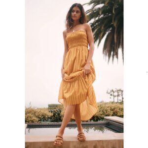 NWOT Anthropologie Yellow Charlie Holiday Mariana Strapless Maxi Dress Size 6